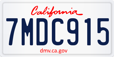 CA license plate 7MDC915