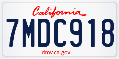 CA license plate 7MDC918