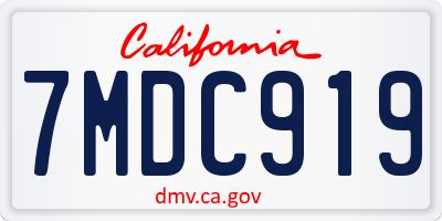 CA license plate 7MDC919