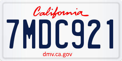 CA license plate 7MDC921
