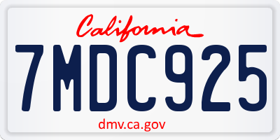 CA license plate 7MDC925