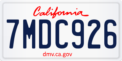CA license plate 7MDC926