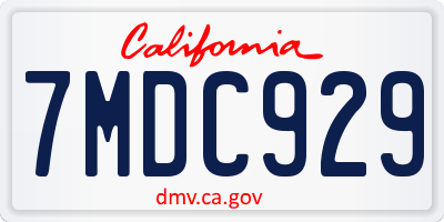 CA license plate 7MDC929