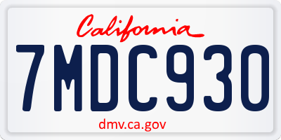 CA license plate 7MDC930