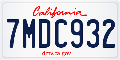 CA license plate 7MDC932