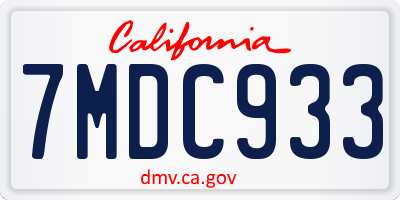 CA license plate 7MDC933