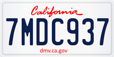 CA license plate 7MDC937