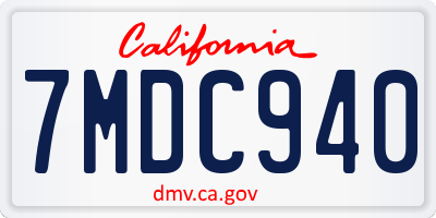 CA license plate 7MDC940