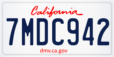 CA license plate 7MDC942
