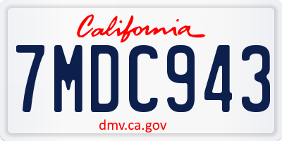 CA license plate 7MDC943