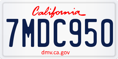 CA license plate 7MDC950