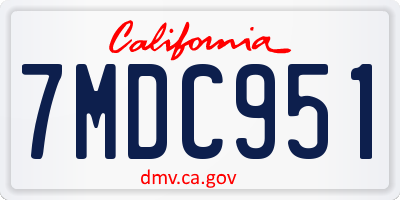 CA license plate 7MDC951
