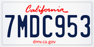 CA license plate 7MDC953