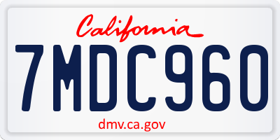 CA license plate 7MDC960