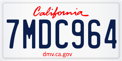 CA license plate 7MDC964