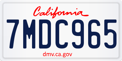 CA license plate 7MDC965