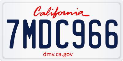 CA license plate 7MDC966