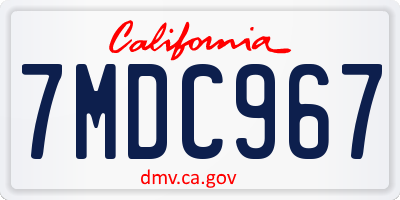 CA license plate 7MDC967