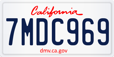 CA license plate 7MDC969