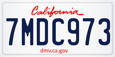 CA license plate 7MDC973