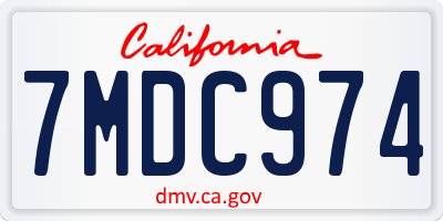 CA license plate 7MDC974