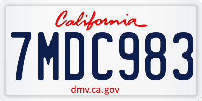 CA license plate 7MDC983