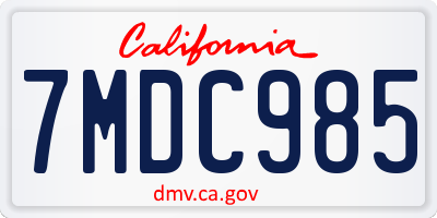CA license plate 7MDC985