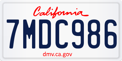 CA license plate 7MDC986