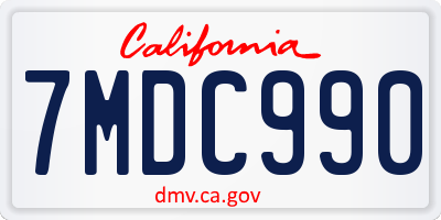 CA license plate 7MDC990