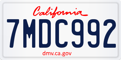 CA license plate 7MDC992