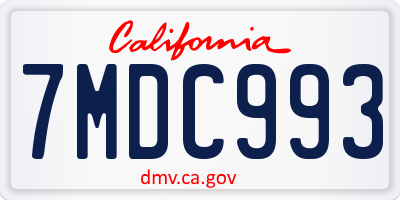 CA license plate 7MDC993