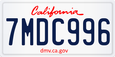 CA license plate 7MDC996