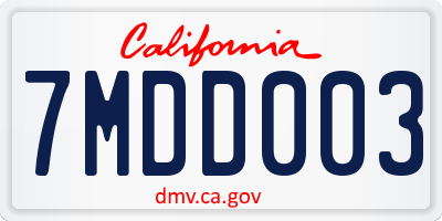 CA license plate 7MDD003