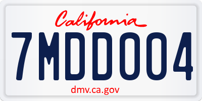 CA license plate 7MDD004