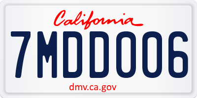 CA license plate 7MDD006
