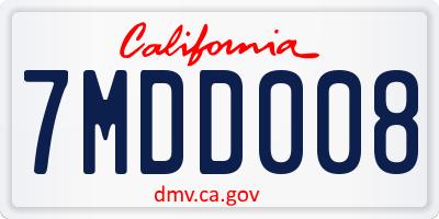 CA license plate 7MDD008