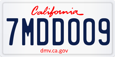 CA license plate 7MDD009