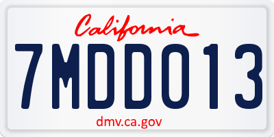 CA license plate 7MDD013