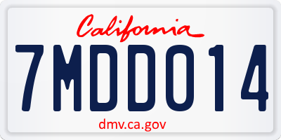CA license plate 7MDD014