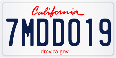 CA license plate 7MDD019