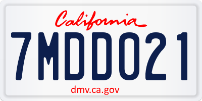 CA license plate 7MDD021