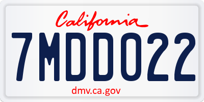 CA license plate 7MDD022