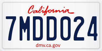 CA license plate 7MDD024
