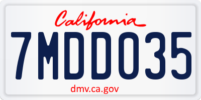 CA license plate 7MDD035