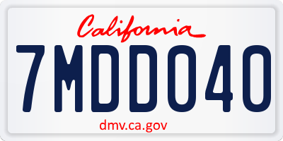 CA license plate 7MDD040