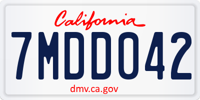 CA license plate 7MDD042