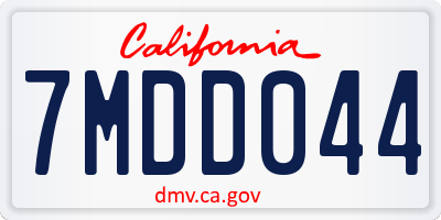 CA license plate 7MDD044