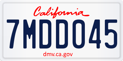 CA license plate 7MDD045