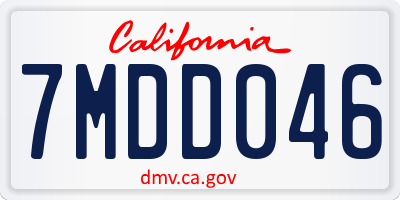 CA license plate 7MDD046