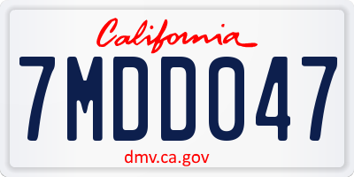 CA license plate 7MDD047